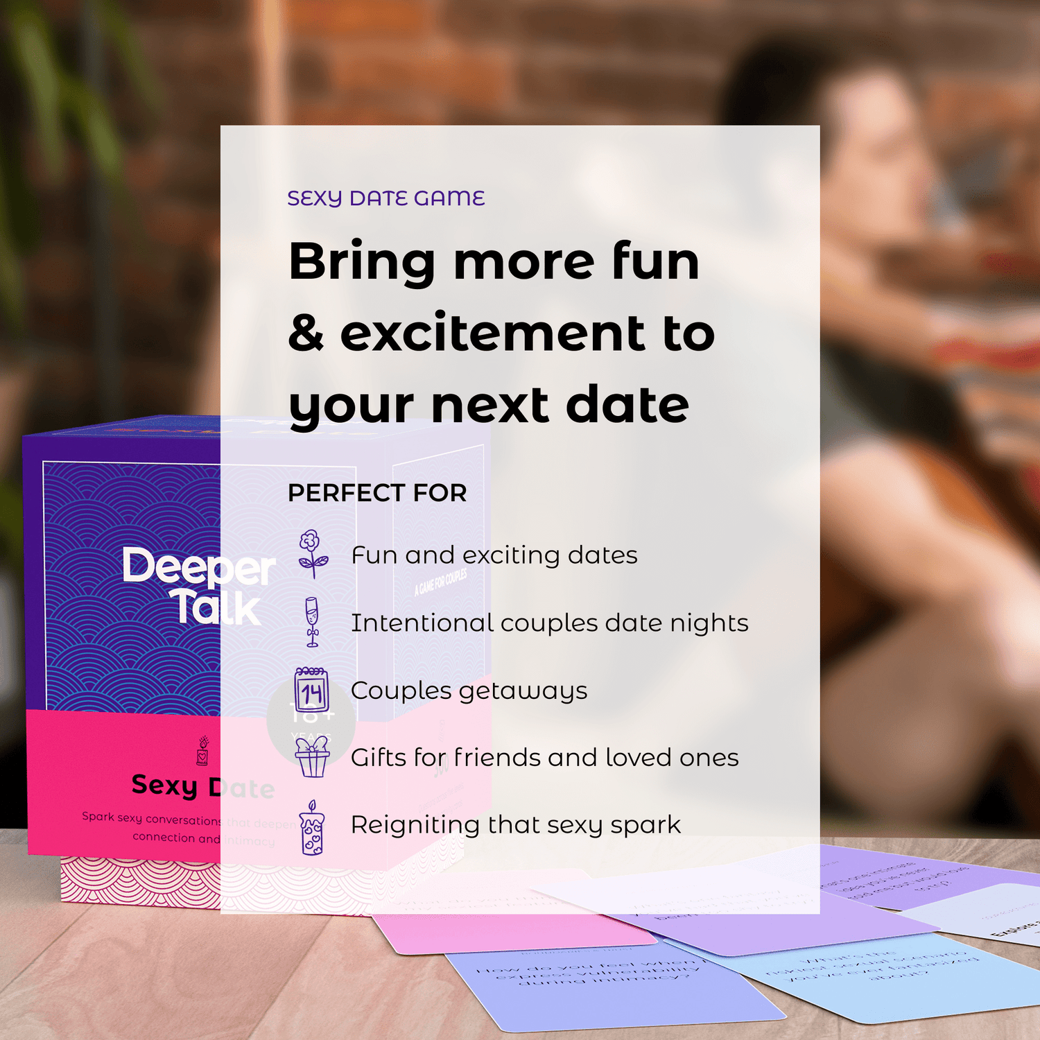 Sexy Date card game - intimate conversation cards for couples to spice up bedroom romance, explore desires, and reignite passion