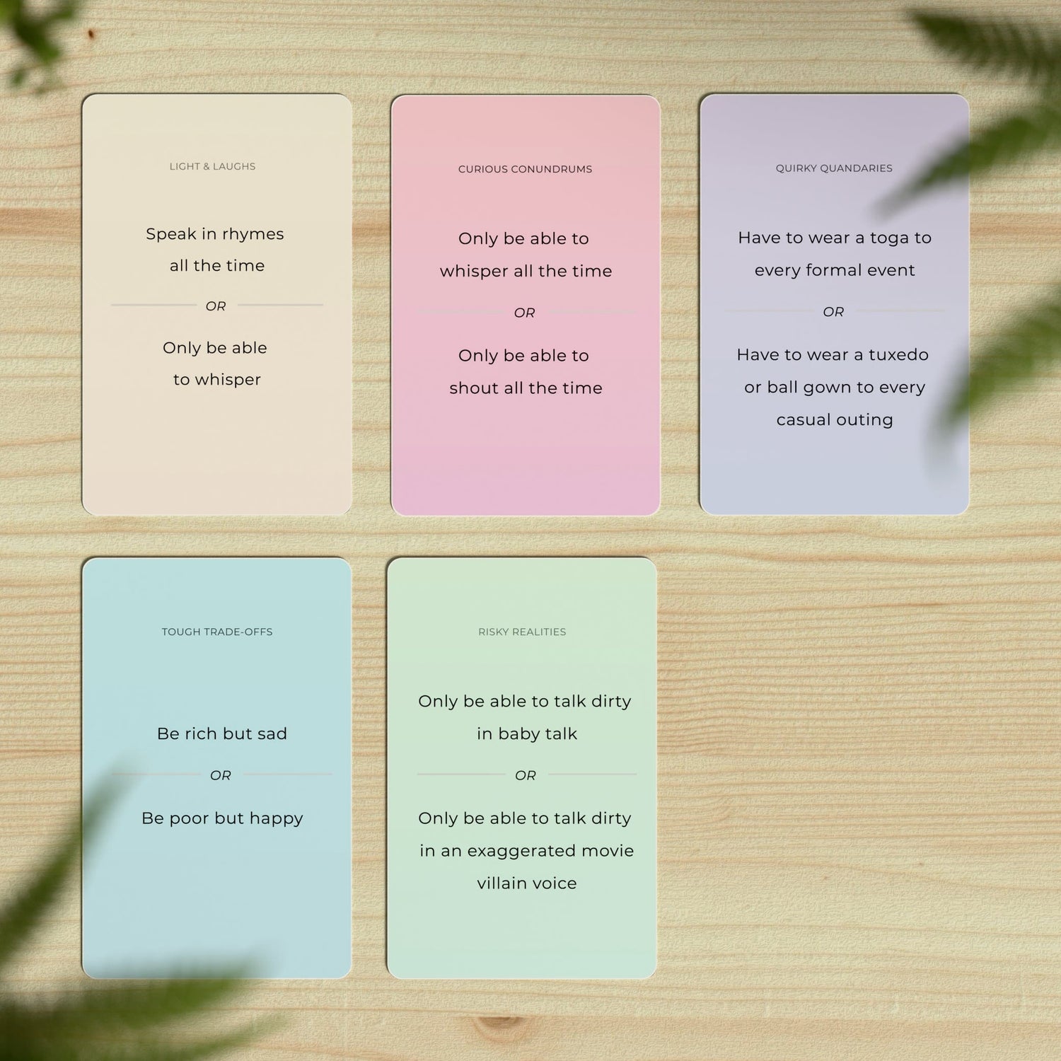 Adult Would You Rather cards - party game with uncomfortable questions, expose-the-truth prompts, and laugh-out-loud scenarios