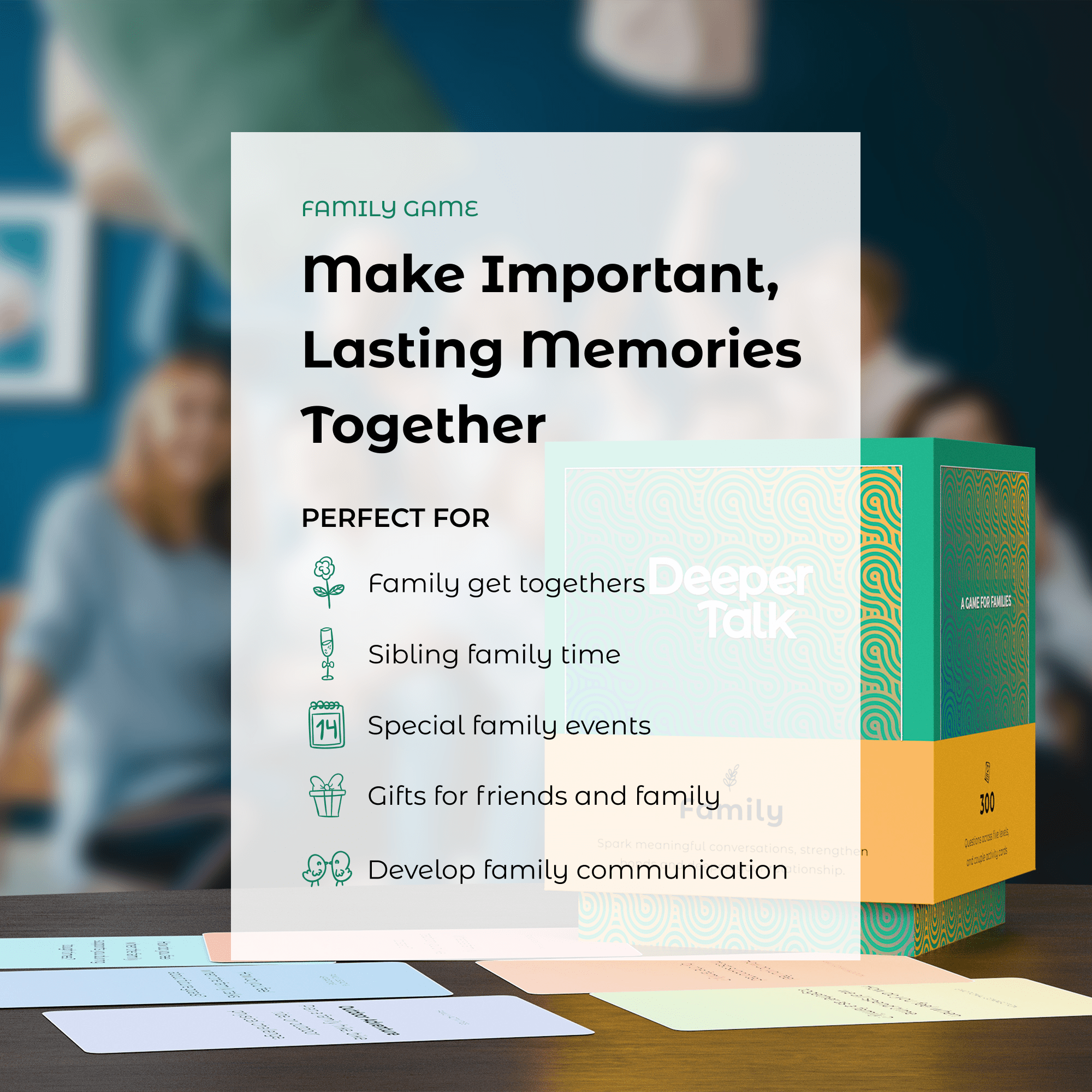 Family conversation cards - discussion prompts to prevent family drift, build deeper relationships, and create lasting memories together