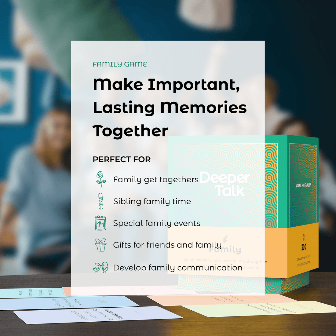 Family conversation cards - discussion prompts to prevent family drift, build deeper relationships, and create lasting memories together