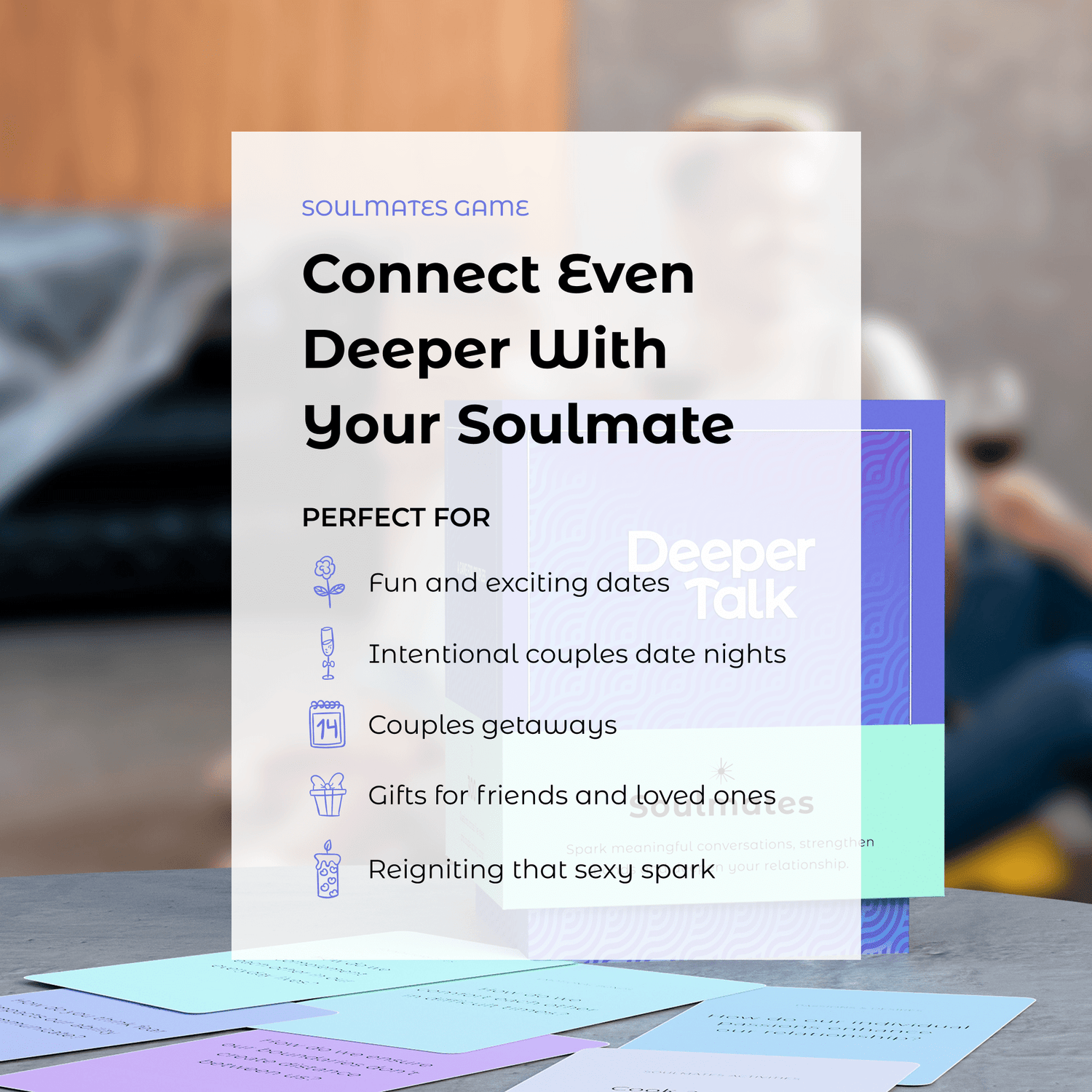 Soulmates card game - deep relationship questions for couples to strengthen bonds, explore intimacy, and build lifelong connection
