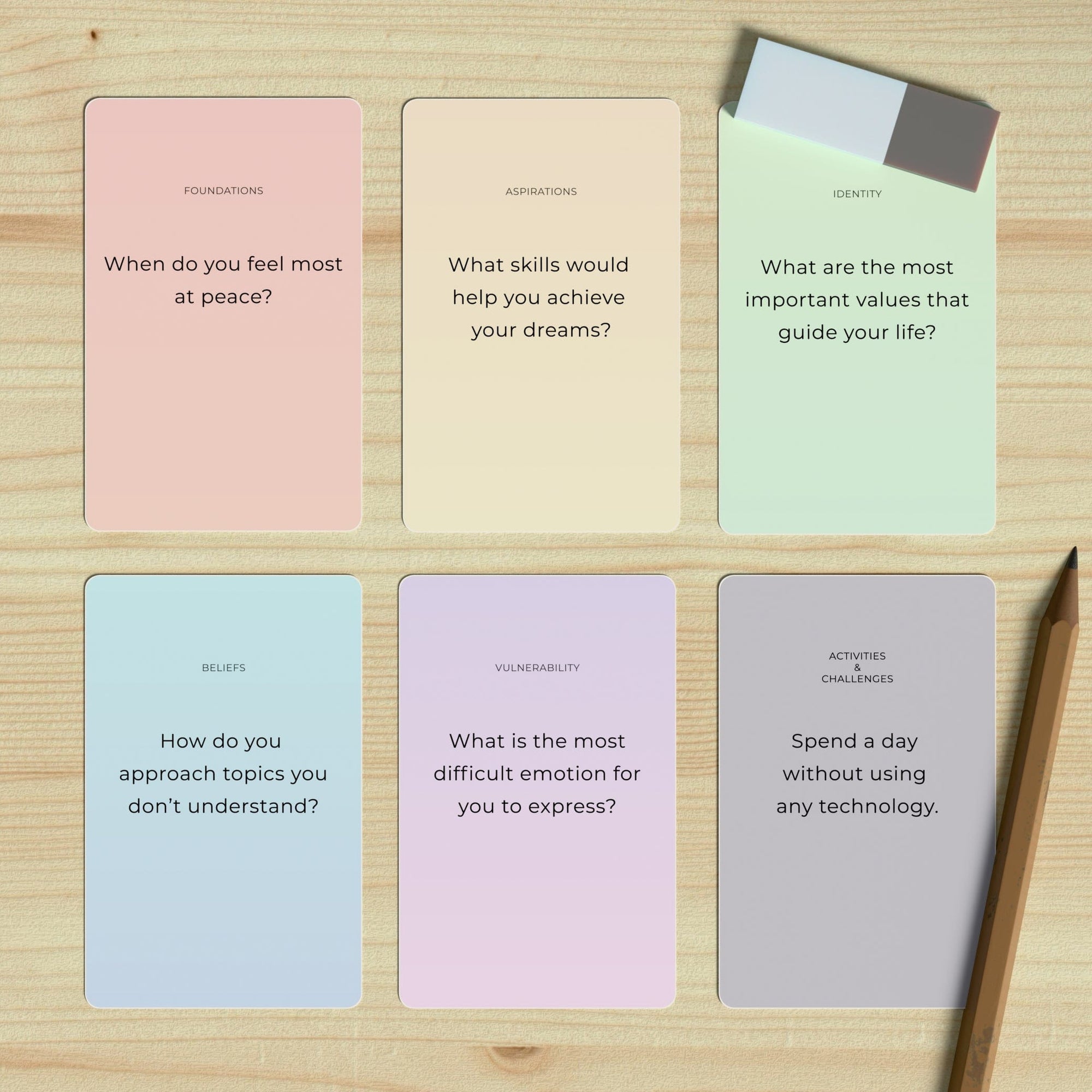 Personal growth cards - self-discovery questions to overcome feeling lost, gain clarity, and understand yourself better