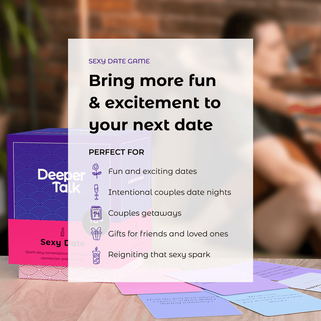 Sexy Date card game - intimate conversation cards for couples to spice up bedroom romance, explore desires, and reignite passion