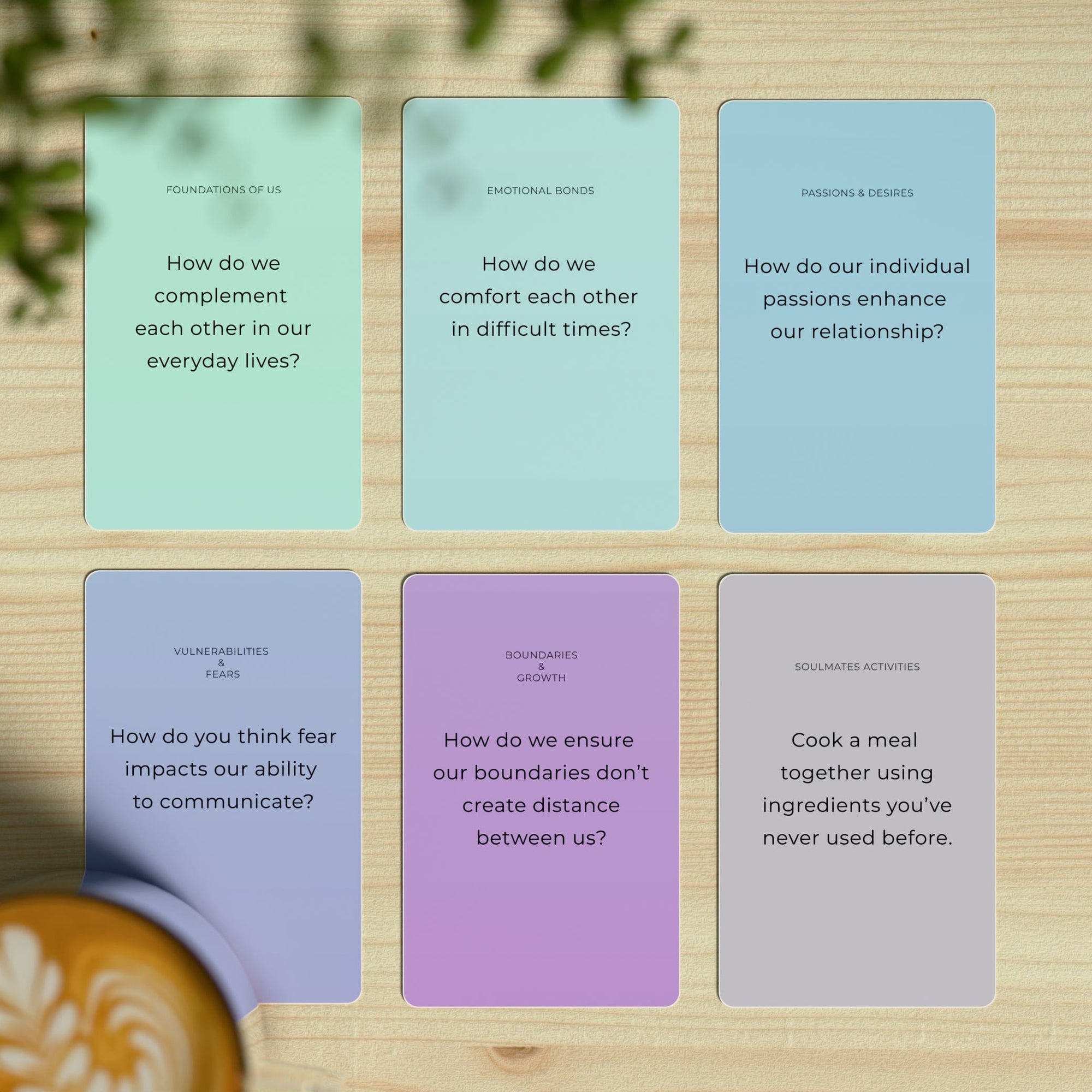 Soulmates card deck - intimate conversation cards for couples to deepen understanding, share dreams, and grow closer together
