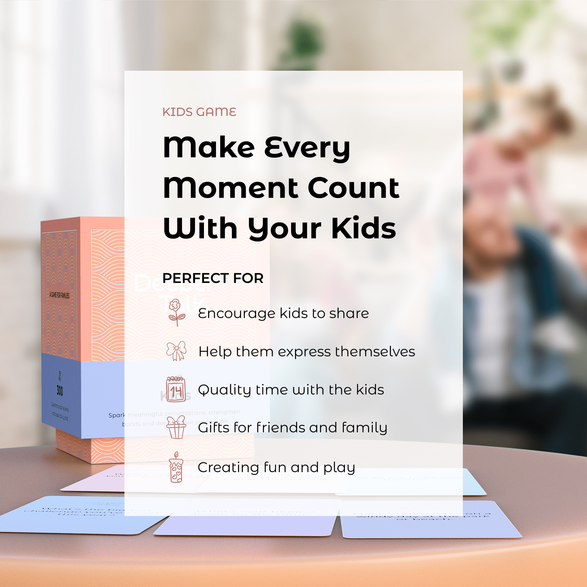 Kids card deck - conversation starters for parents to connect with children, build trust, and create meaningful family dialogue